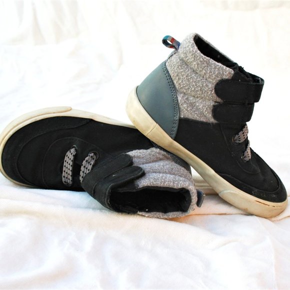 Old Navy Other - Black Gray Hi-tops Boy Sz 9 Old Navy Canvas Velcro